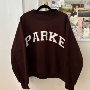 NWOT PARKE Brown Fleece Mock-Neck Sweatshirt